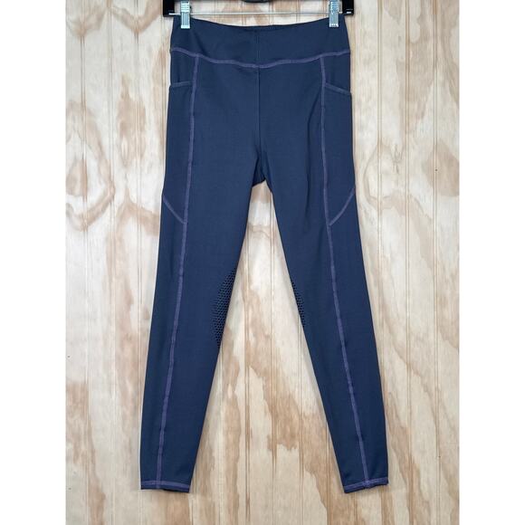 Dover Saddlery Riding Sport Legging/Tights Grey with Purple Trim Size XL Women - Picture 1 of 8